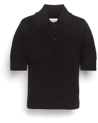 Barrie Cashmere Lace Polo Shirt - Black