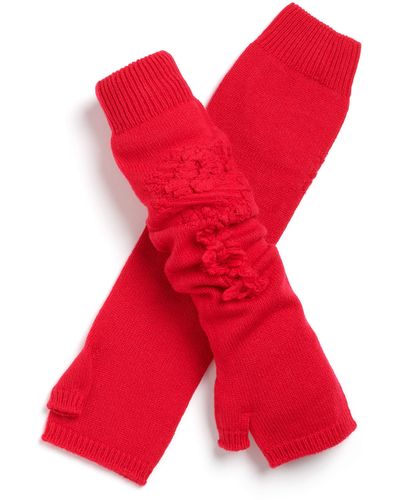 Barrie Cashmere Fingerless Gloves - Red
