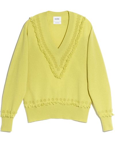 Barrie Timeless V-neck Cashmere Sweater - Yellow