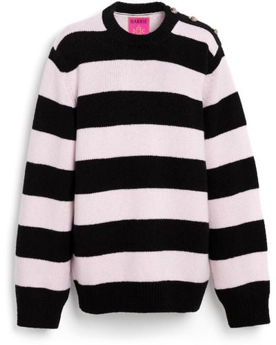 Barrie Striped Cashmere Jumper - Black