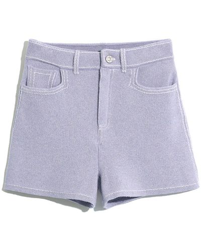 Barrie Denim Cashmere And Cotton Shorts - Purple