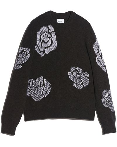 Barrie Roses Round-neck Cashmere Jumper - Black