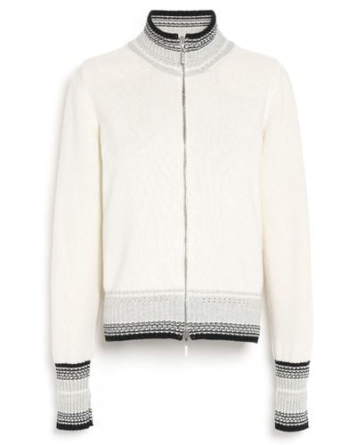Barrie Mottled Cashmere Zip-up Jacket - White