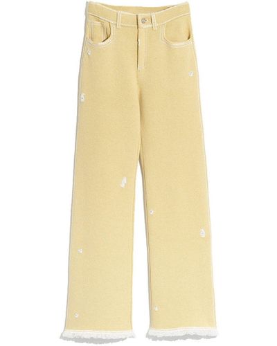 Barrie Denim Fringed Cashmere And Cotton Pants - Yellow