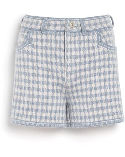 Barrie Denim Cashmere And Cotton Shorts With Gingham Motif - Gray