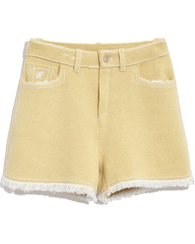 Barrie Denim Fringed Cashmere And Cotton Shorts - Natural