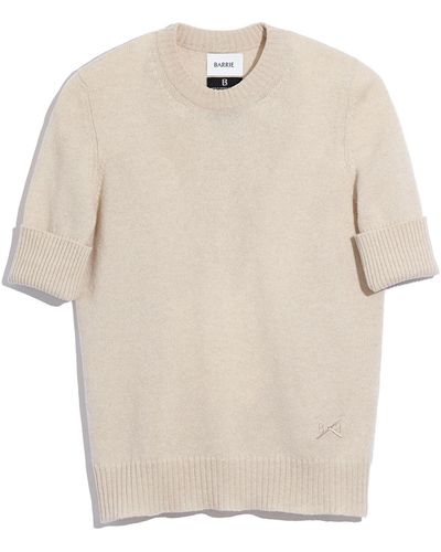 Barrie Round Neck Cashmere B Label Top - Natural