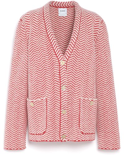 Barrie Cashmere, Wool And Silk Tailored Jacket With A Chevron Motif - Pink