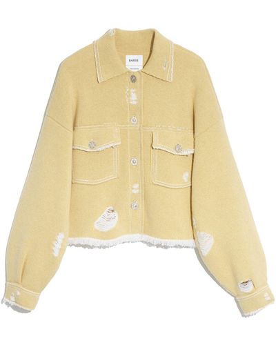 Barrie Denim Fringed Cashmere And Cotton Jacket - Yellow