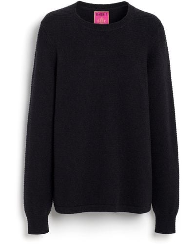 Barrie Cashmere Jumper With Thin Stripes - Black