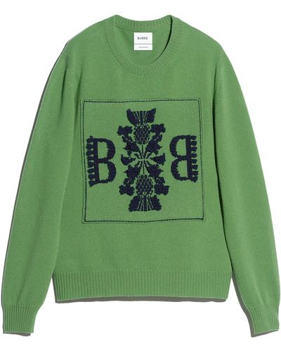 Barrie 3d Cashmere Logo Round-neck Sweater - Green