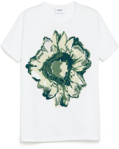 Barrie T-shirt With A Floral Motif Patch In Cashmere - Green