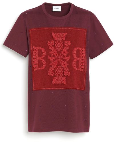 Barrie Sparkling T-shirt With Logo Cashmere Patch - Red