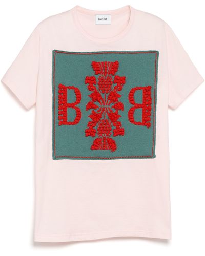 Barrie Cotton T-shirt With Logo Cashmere Patch - Red