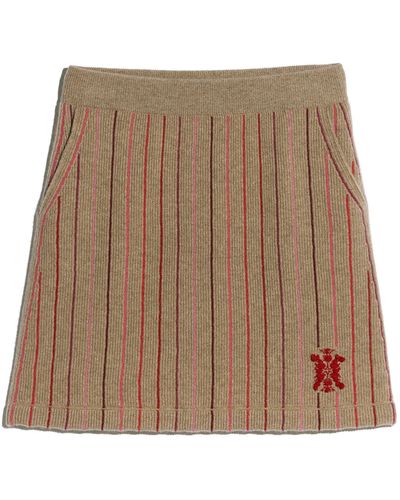 Barrie Short Skirt In Striped Cashmere - Brown