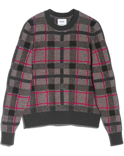 Barrie Tartan Round-neck Cashmere Sweater - Pink
