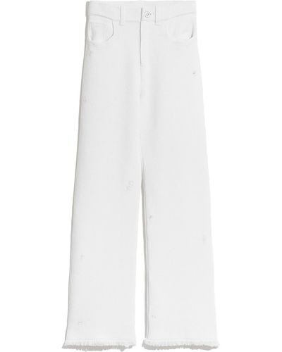 Barrie Denim Fringed Cashmere And Cotton Trousers - White