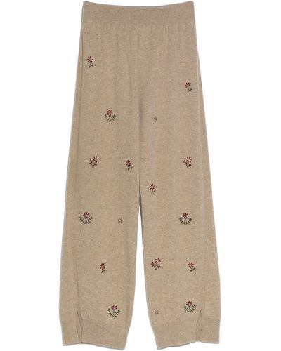Barrie Iconic Embroidered Trousers In Cashmere - Natural