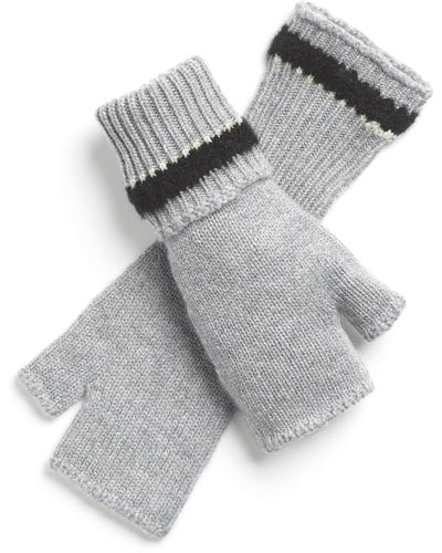 Barrie Shearling-effect Cashmere Fingerless Gloves - Gray