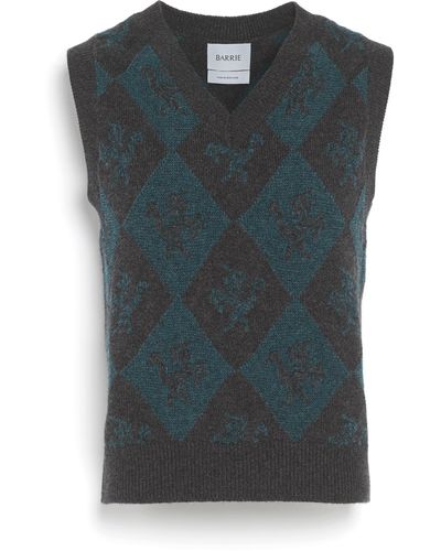 Barrie Sleeveless Cashmere And Wool Sweater With A Unicorn Motif - Green