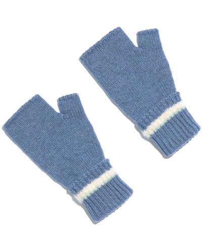 Barrie Shearling-effect Cashmere Fingerless Gloves - Blue