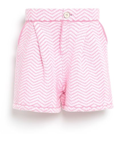 Barrie Shorts With A Chevron Motif In Cashmere And Cotton - Pink