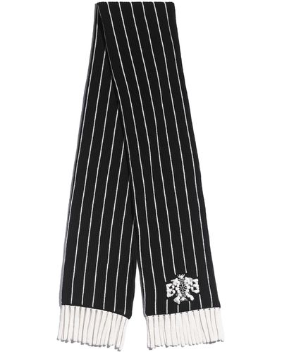 Barrie Cashmere Striped Scarf - Black