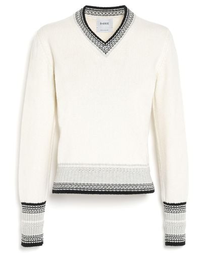 Barrie Cashmere V-neck Sweater - White