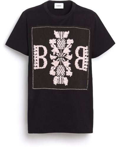 Barrie Cotton T-shirt With Logo Cashmere Patch - Black