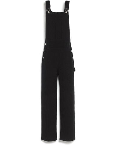 Barrie Denim Overalls In Cashmere And Cotton - Black