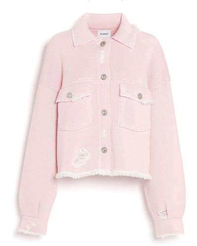 Barrie Denim Fringed Cashmere And Cotton Jacket - Pink