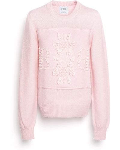 Barrie 3d Cashmere Logo Round-neck Sweater - Pink