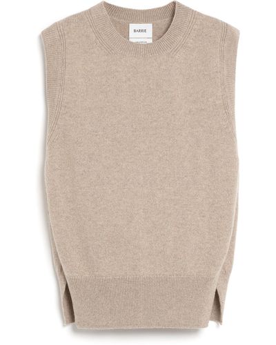 Barrie Iconic Sleeveless Cashmere Sweater - Natural