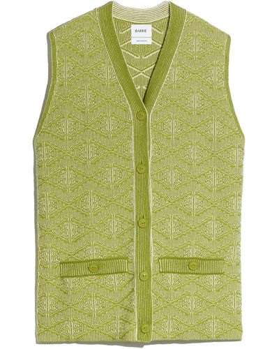 Barrie Monogrammed Waistcoat In Cashmere And Lambswool - Green