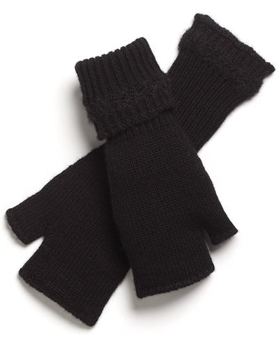 Barrie Shearling-effect Cashmere Fingerless Gloves - Black
