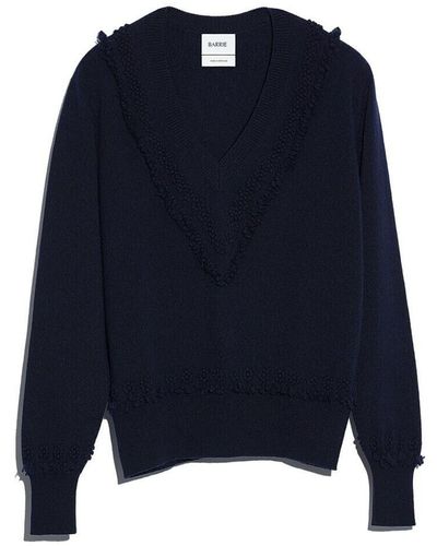 Barrie Timeless V-neck Cashmere Sweater - Blue