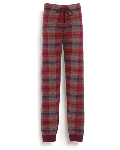 Barrie Pants In Cashmere And Wool With A Tartan Motif - Red