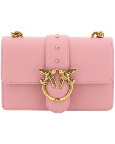 Pinko O Leather Love One Mini Shoulder Bag - Pink