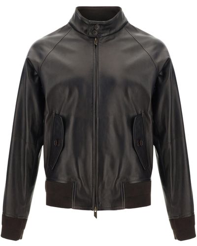 Salvatore Santoro Leather Bomber Jacket - Black