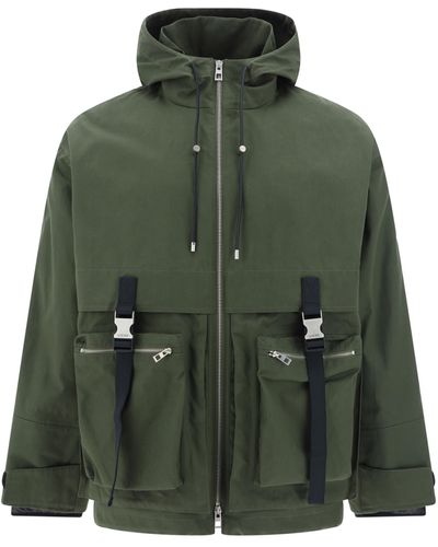 Loewe Adjustable-buckled Padded-liner Cotton Jacket - Green