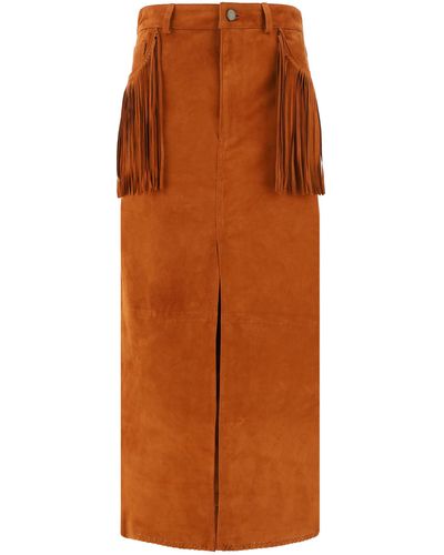 Wild Cashmere Leather Skirt - Orange