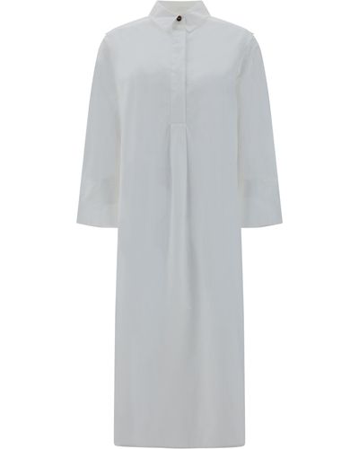 Ganni Cotton Poplin Oversized Shirt Dress - Gray