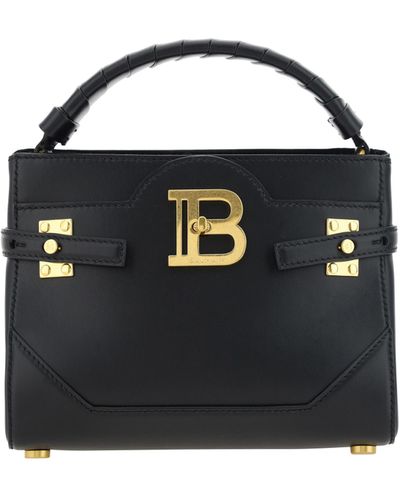 Balmain B-buzz Crocodile-effect Leather Top Handle Bag - Black