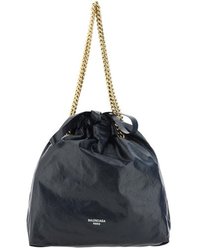 Balenciaga Crush Tote Bucket Bag - Blue