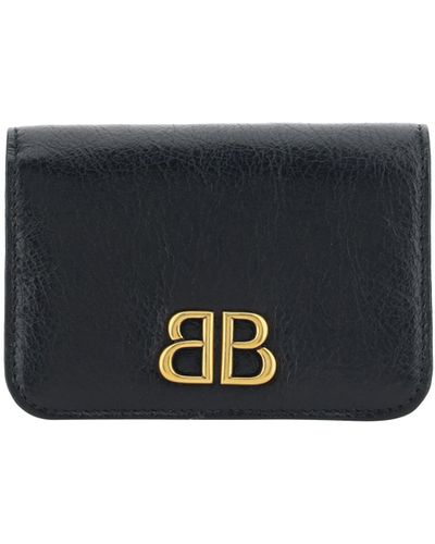 Balenciaga Monaco-motif Leather Wallet - Black