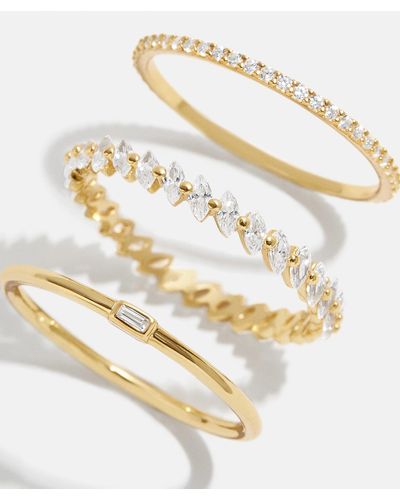 BaubleBar Molly 18k Gold Ring Set - White