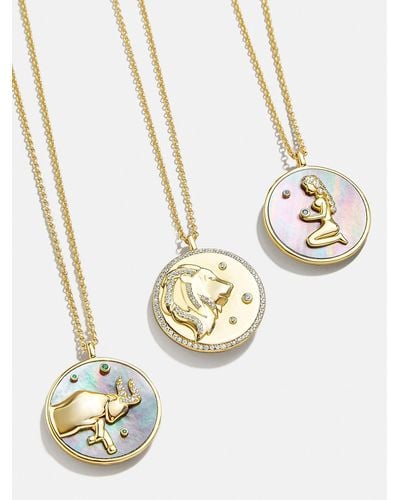 BaubleBar Zodiac 18k Gold Medallion Necklace - White