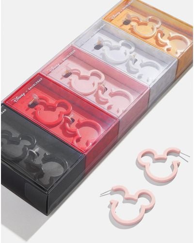 BaubleBar Mickey Mouse Disney Hoop Earrings Set - Pink