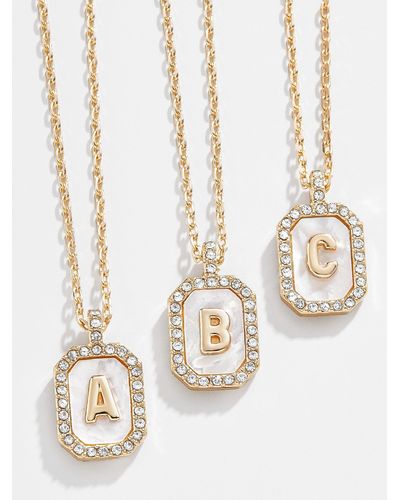 BaubleBar Gold & Mother Of Pearl Initial Necklace - White