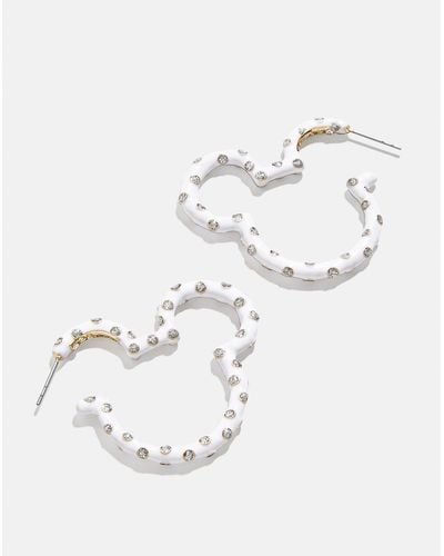 BaubleBar Mickey Mouse Disney Crystal Enamel Outline Hoop Earrings - White